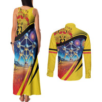 Belgium National Day Couples Matching Tank Maxi Dress and Long Sleeve Button Shirt Atomium Leo Belgicus