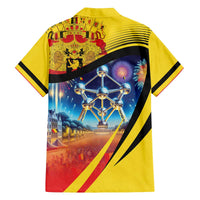 Belgium National Day Family Matching Off The Shoulder Long Sleeve Dress and Hawaiian Shirt Atomium Leo Belgicus