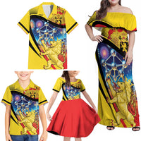 Belgium National Day Family Matching Off Shoulder Maxi Dress and Hawaiian Shirt Atomium Leo Belgicus