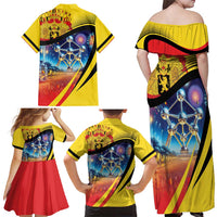 Belgium National Day Family Matching Off Shoulder Maxi Dress and Hawaiian Shirt Atomium Leo Belgicus