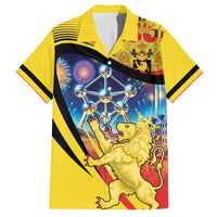 Belgium National Day Family Matching Off Shoulder Short Dress and Hawaiian Shirt Atomium Leo Belgicus