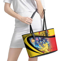 Belgium National Day Leather Tote Bag Atomium Leo Belgicus