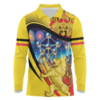 Belgium National Day Long Sleeve Polo Shirt Atomium Leo Belgicus