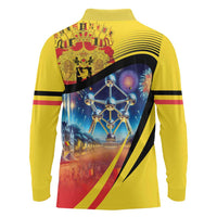 Belgium National Day Long Sleeve Polo Shirt Atomium Leo Belgicus