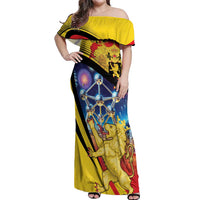 Belgium National Day Off Shoulder Maxi Dress Atomium Leo Belgicus