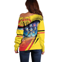 Belgium National Day Off Shoulder Sweater Atomium Leo Belgicus
