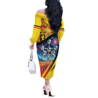 Belgium National Day Off The Shoulder Long Sleeve Dress Atomium Leo Belgicus