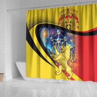 Belgium National Day Shower Curtain Atomium Leo Belgicus