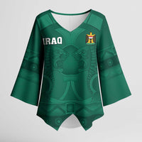 Iraq Football Custom Kimono Sleeve Blouse Mesopotamian Lion Pattern