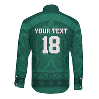 Iraq Football Custom Long Sleeve Button Shirt Mesopotamian Lion Pattern