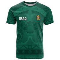 Iraq Football Custom T Shirt Mesopotamian Lion Pattern