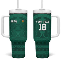 Iraq Football Custom Tumbler With Handle Mesopotamian Lion Pattern