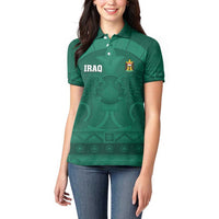 Iraq Football Custom Women Polo Shirt Mesopotamian Lion Pattern