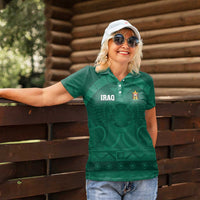 Iraq Football Custom Women Polo Shirt Mesopotamian Lion Pattern