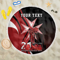 Personalized Malta Independence Day Beach Blanket Maltese Cross With Independence Monument