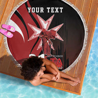 Personalized Malta Independence Day Beach Blanket Maltese Cross With Independence Monument