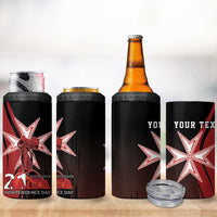 Personalized Malta Independence Day 4 in 1 Can Cooler Tumbler Maltese Cross With Independence Monument