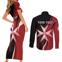 Personalized Malta Independence Day Couples Matching Short Sleeve Bodycon Dress and Long Sleeve Button Shirt Maltese Cross With Independence Monument