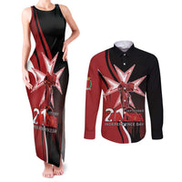 Personalized Malta Independence Day Couples Matching Tank Maxi Dress and Long Sleeve Button Shirt Maltese Cross With Independence Monument