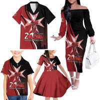 Personalized Malta Independence Day Family Matching Off The Shoulder Long Sleeve Dress and Hawaiian Shirt Maltese Cross With Independence Monument