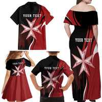 Personalized Malta Independence Day Family Matching Off Shoulder Maxi Dress and Hawaiian Shirt Maltese Cross With Independence Monument