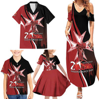 Personalized Malta Independence Day Family Matching Summer Maxi Dress and Hawaiian Shirt Maltese Cross With Independence Monument