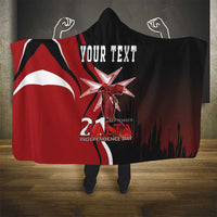 Personalized Malta Independence Day Hooded Blanket Maltese Cross With Independence Monument