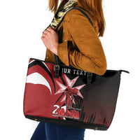 Personalized Malta Independence Day Leather Tote Bag Maltese Cross With Independence Monument