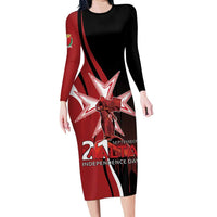 Personalized Malta Independence Day Long Sleeve Bodycon Dress Maltese Cross With Independence Monument