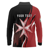 Personalized Malta Independence Day Long Sleeve Polo Shirt Maltese Cross With Independence Monument