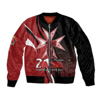 Personalized Malta Independence Day Sleeve Zip Bomber Jacket Maltese Cross With Independence Monument