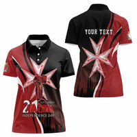 Personalized Malta Independence Day Women Polo Shirt Maltese Cross With Independence Monument