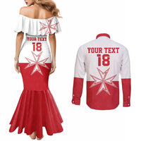Custom Malta Football Couples Matching Mermaid Dress and Long Sleeve Button Shirt Tim nazzjonali tal-futbol ta Malta