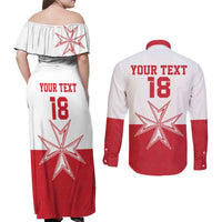 Custom Malta Football Couples Matching Off Shoulder Maxi Dress and Long Sleeve Button Shirt Tim nazzjonali tal-futbol ta Malta