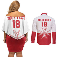 Custom Malta Football Couples Matching Off Shoulder Short Dress and Long Sleeve Button Shirt Tim nazzjonali tal-futbol ta Malta