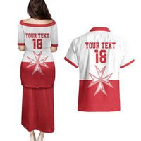 Custom Malta Football Couples Matching Puletasi and Hawaiian Shirt Tim nazzjonali tal-futbol ta Malta