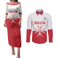 Custom Malta Football Couples Matching Puletasi and Long Sleeve Button Shirt Tim nazzjonali tal-futbol ta Malta