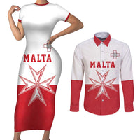 Custom Malta Football Couples Matching Short Sleeve Bodycon Dress and Long Sleeve Button Shirt Tim nazzjonali tal-futbol ta Malta