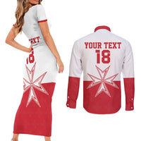 Custom Malta Football Couples Matching Short Sleeve Bodycon Dress and Long Sleeve Button Shirt Tim nazzjonali tal-futbol ta Malta