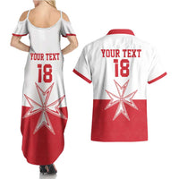 Custom Malta Football Couples Matching Summer Maxi Dress and Hawaiian Shirt Tim nazzjonali tal-futbol ta Malta
