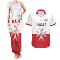 Custom Malta Football Couples Matching Tank Maxi Dress and Hawaiian Shirt Tim nazzjonali tal-futbol ta Malta
