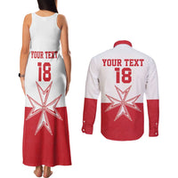 Custom Malta Football Couples Matching Tank Maxi Dress and Long Sleeve Button Shirt Tim nazzjonali tal-futbol ta Malta