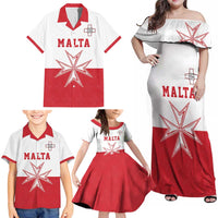 Custom Malta Football Family Matching Off Shoulder Maxi Dress and Hawaiian Shirt Tim nazzjonali tal-futbol ta Malta