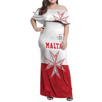 Custom Malta Football Family Matching Off Shoulder Maxi Dress and Hawaiian Shirt Tim nazzjonali tal-futbol ta Malta
