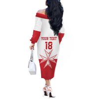 Custom Malta Football Off The Shoulder Long Sleeve Dress Tim nazzjonali tal-futbol ta Malta