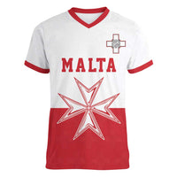 Custom Malta Football Women V-Neck T-Shirt Tim nazzjonali tal-futbol ta Malta