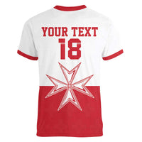 Custom Malta Football Women V-Neck T-Shirt Tim nazzjonali tal-futbol ta Malta