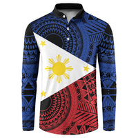 Philippines National Flag Day Button Sweatshirt Filipino Tribal Pattern