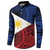 Philippines National Flag Day Button Sweatshirt Filipino Tribal Pattern