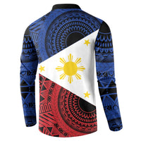 Philippines National Flag Day Button Sweatshirt Filipino Tribal Pattern